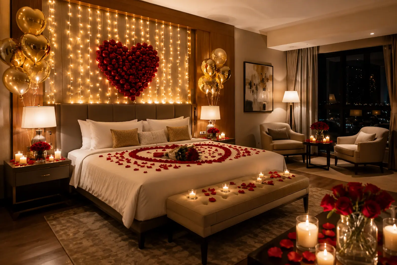 Romantic Hotel Room Anniversary Decoration Delhi