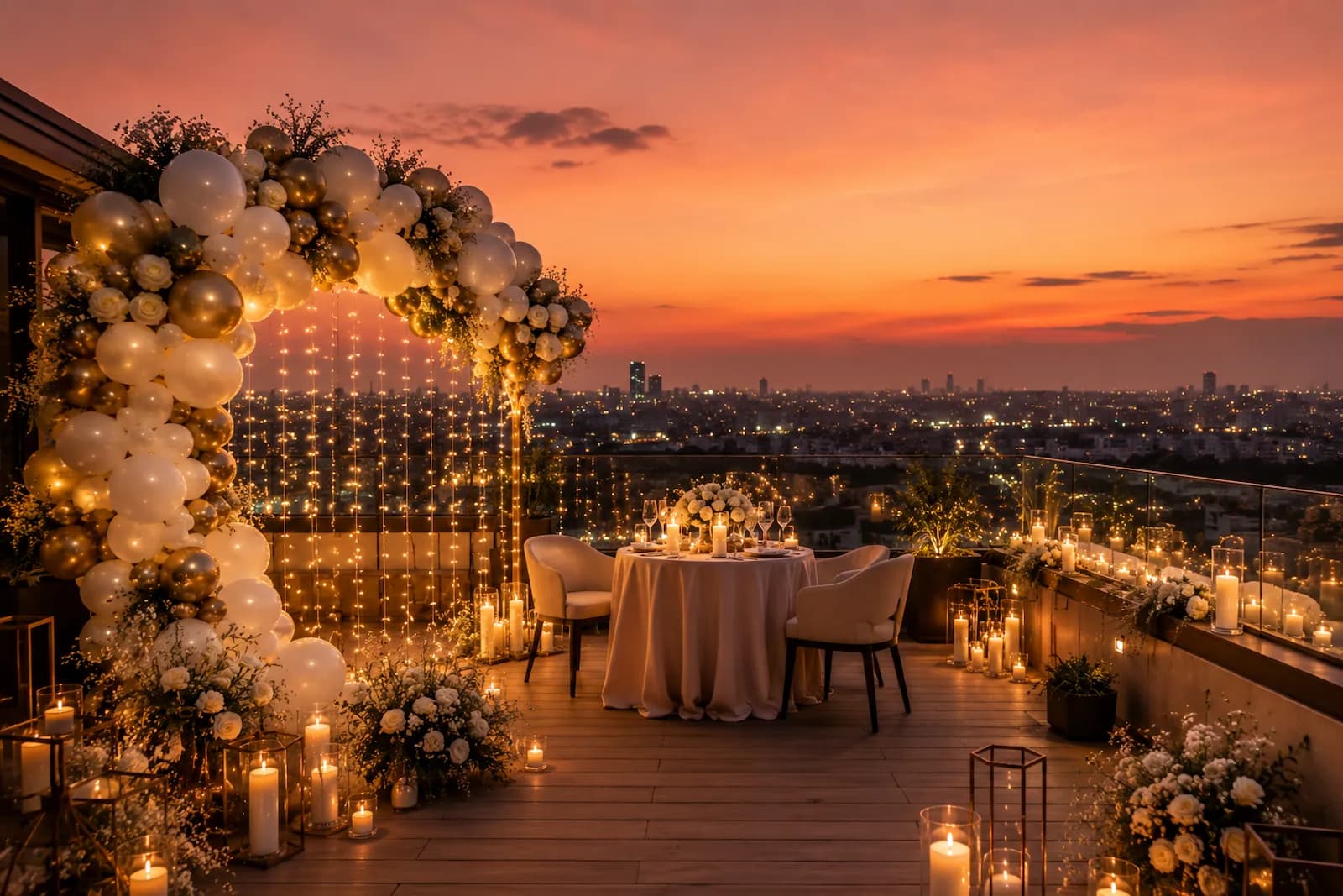 Terrace Anniversary Balloon Decoration Delhi NCR