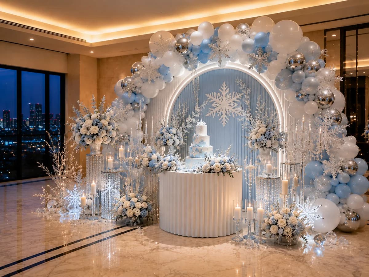 Elegant Ice Princess Inspired Birthday Decoration in Delhi