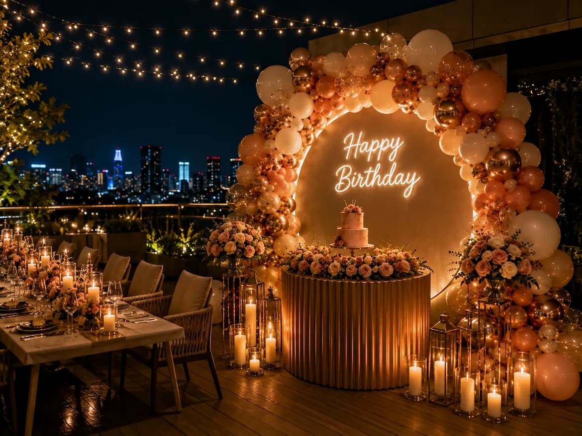 Luxury Terrace Birthday Decoration in Delhi