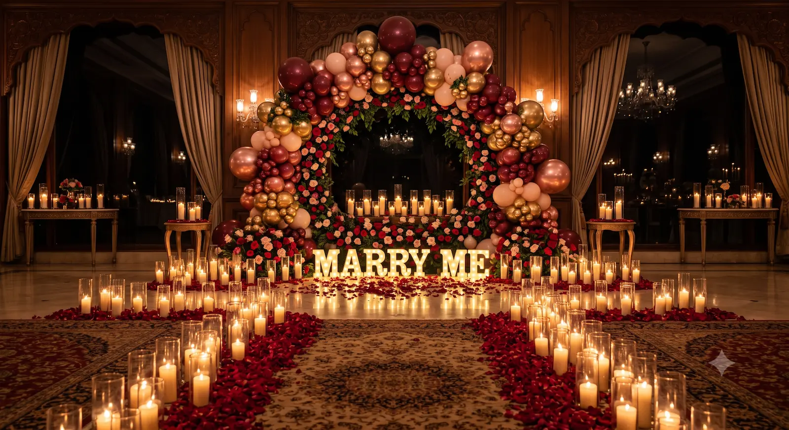Candle light proposal decoration setup in Mathura